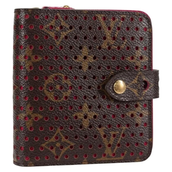 LOUIS VUITTON Monogram Perfo Compact zip Bifold Wallet M95188 LV Auth BA3167V - Picture 1 of 14